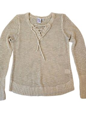 OhMG! Open Knit Sweater Beige Size Large
